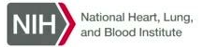 A logo with 'NIH' in a grey box, a red chevron, and the text 'National Heart, Lung, and Blood Institute' to its right.